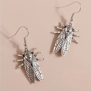 Silver Cicada Earrings | Statement Bug Jewelry